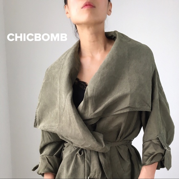 Khloe suede drape long duster with ring fastener - Picture 2 of 7